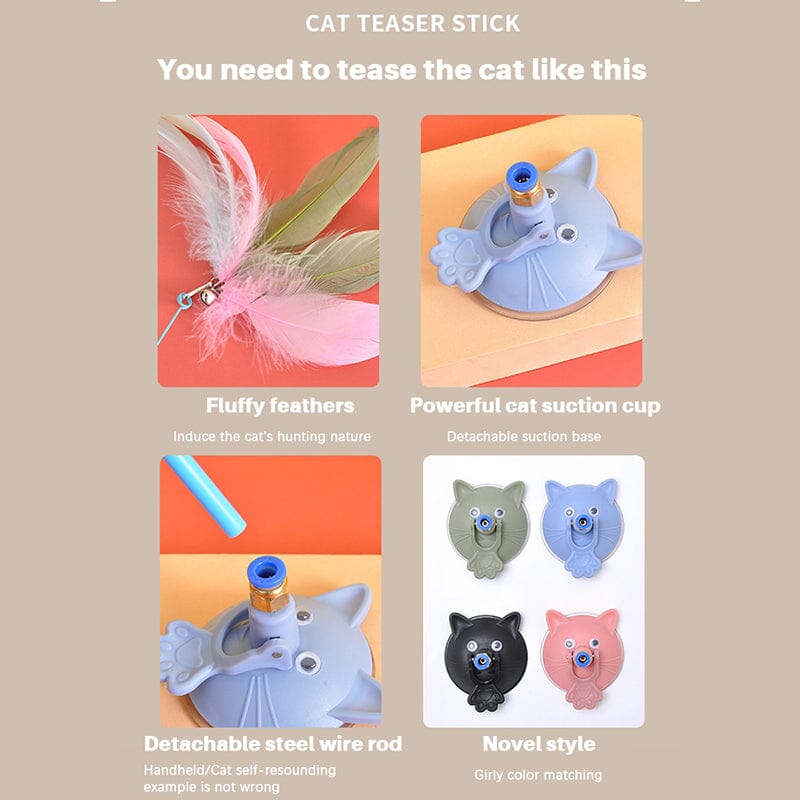 Funny Cat Stick Toy with Detachable Teaser Wand And Sucker Base