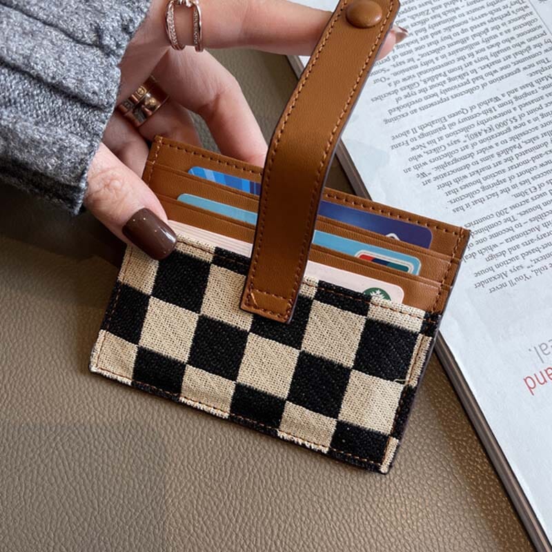 Women's Colorblock Plaid Pattern Compact Wallet