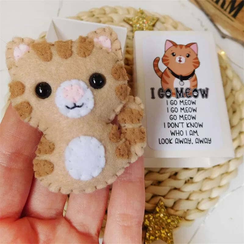 Felt Tabby Cat Plush In A Match Box