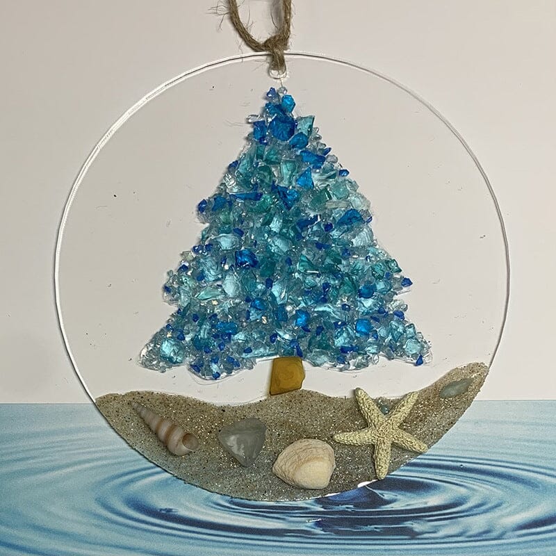 Sea Glass Suncatcher - Ocean Crashing Wave Beach Ornament