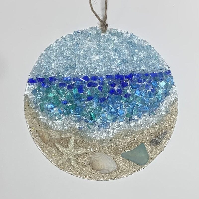 Sea Glass Suncatcher - Ocean Crashing Wave Beach Ornament