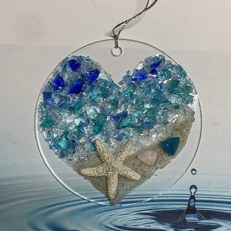 Sea Glass Suncatcher - Ocean Crashing Wave Beach Ornament