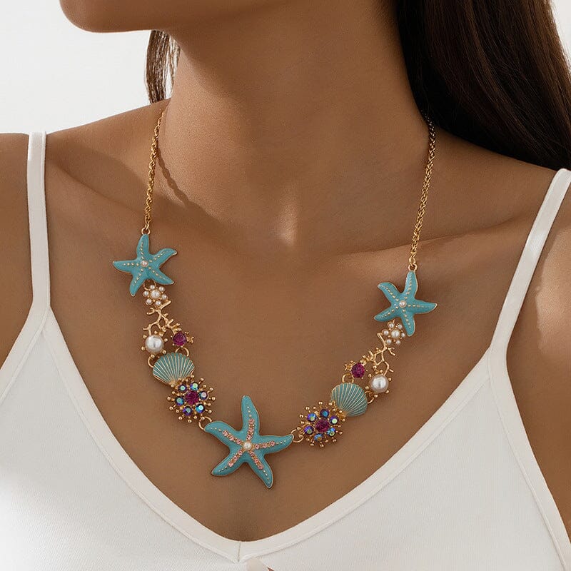 Shell Starfish Pearl Necklace