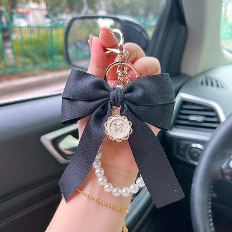 Cute Faux Pearl Decorated Wristlet Keychain