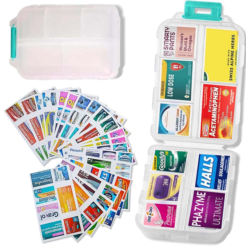 Travel Pill Organizer Box (161 Labels for Customization)