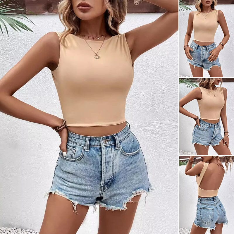 Women's Sexy Open Back Sleeveless Crop Tank