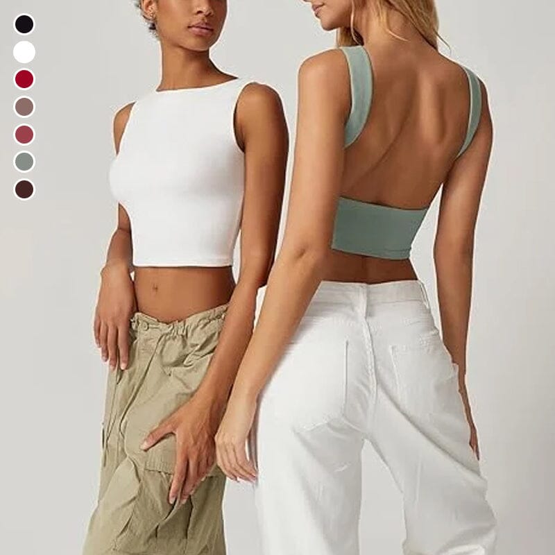 Women's Sexy Open Back Sleeveless Crop Tank