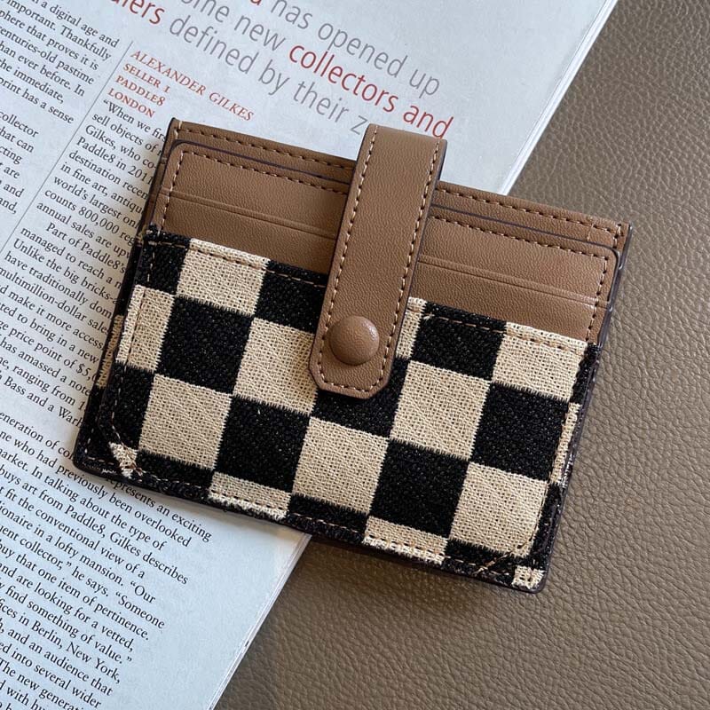 Women's Colorblock Plaid Pattern Compact Wallet