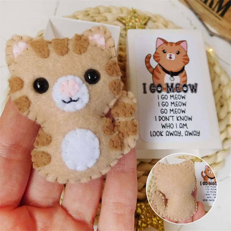 Felt Tabby Cat Plush In A Match Box