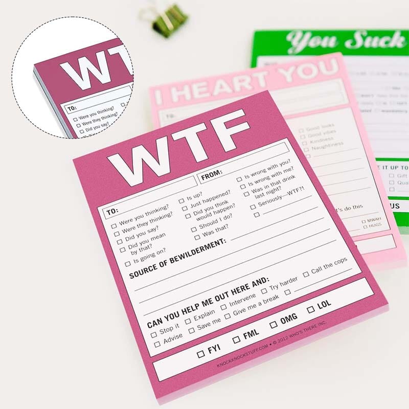 WTF Notes Handy Checklist Memo Pad