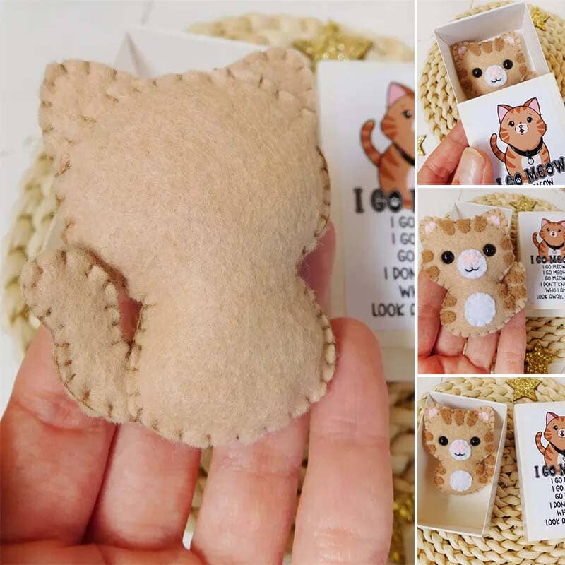 Felt Tabby Cat Plush In A Match Box