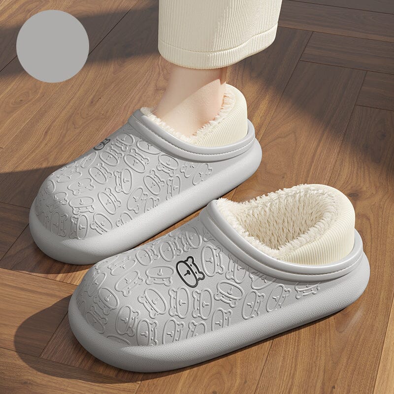 Autumn And Winter Embossed Little Bear Home Waterproof Cotton Slippers