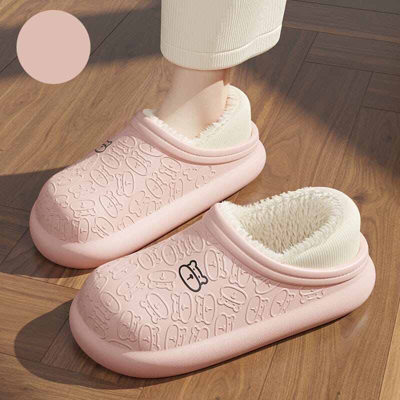 Autumn And Winter Embossed Little Bear Home Waterproof Cotton Slippers