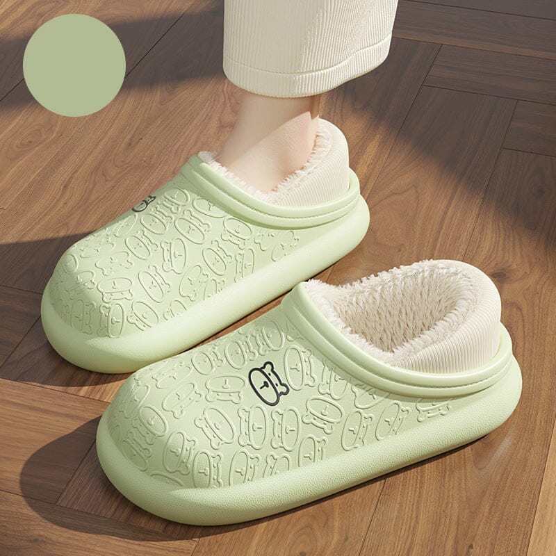 Autumn And Winter Embossed Little Bear Home Waterproof Cotton Slippers