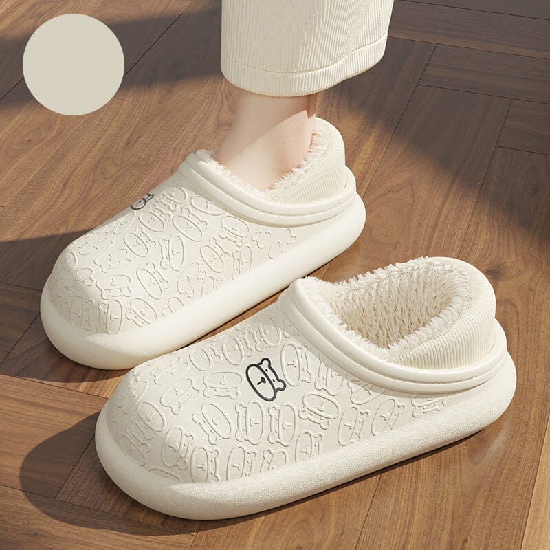 Autumn And Winter Embossed Little Bear Home Waterproof Cotton Slippers