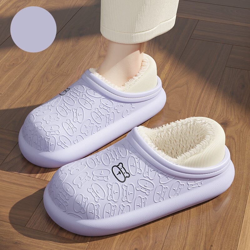 Autumn And Winter Embossed Little Bear Home Waterproof Cotton Slippers