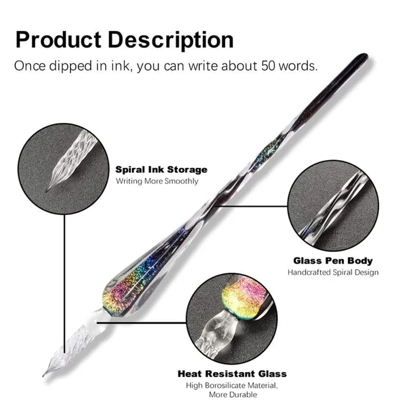 Glass Calligraphy Pen Set with Ink and Pen Rest