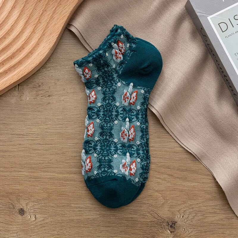 Vintage Embossed Cotton Socks