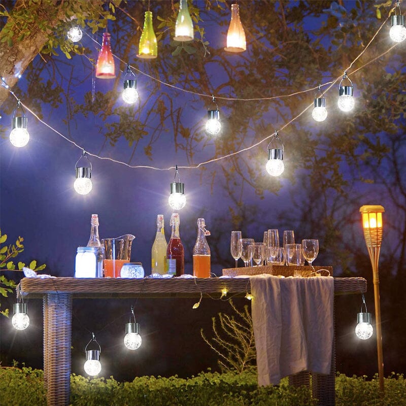 Multicolor Crackle Glass Hanging Solar Lights