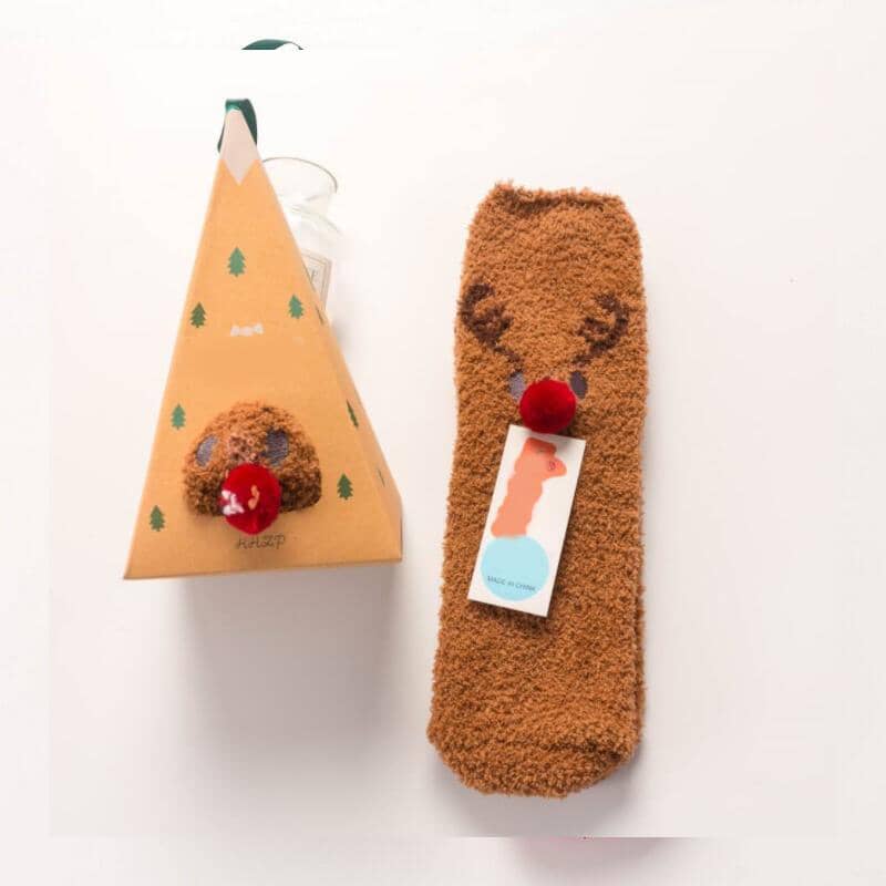 4 Pairs Christmas-themed Coral Fleece Soft Warm Socks