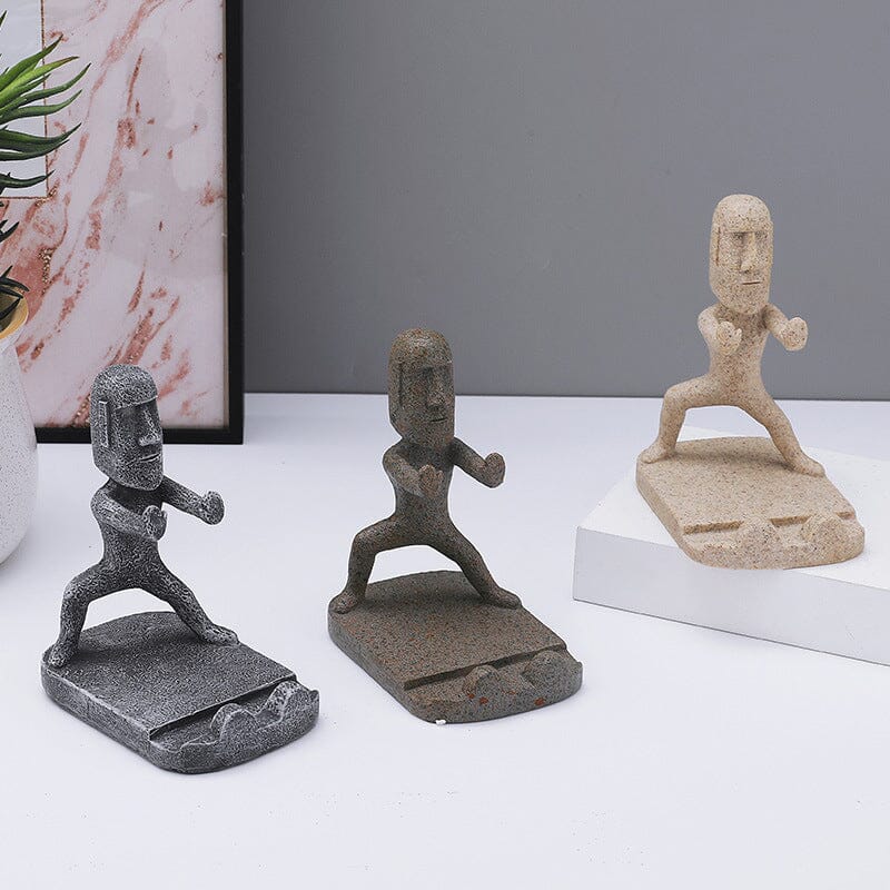 Stone statue phone holder