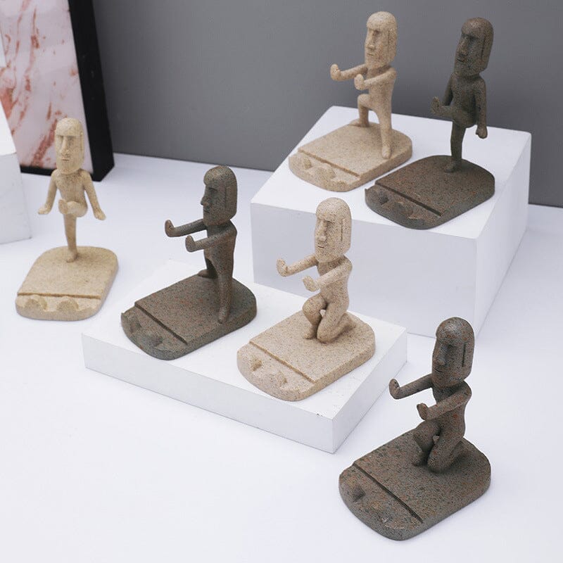 Stone statue phone holder