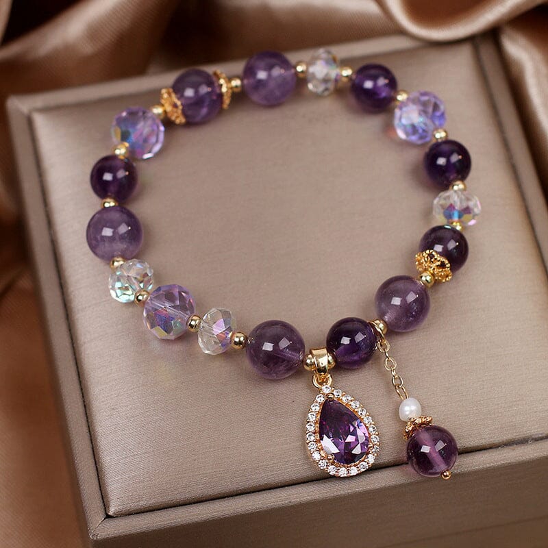 Natural Amethyst Water Drop Bracelet