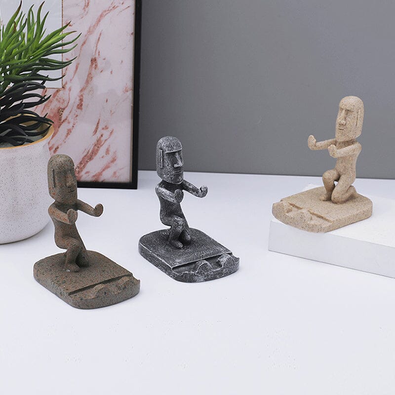 Stone statue phone holder