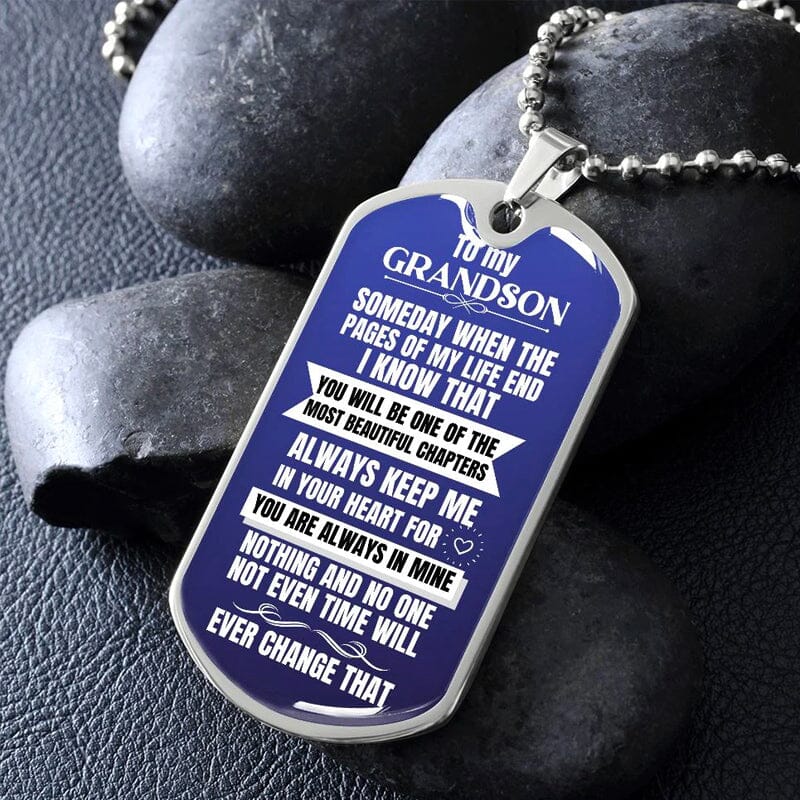 To My Grandson Keychain Necklace