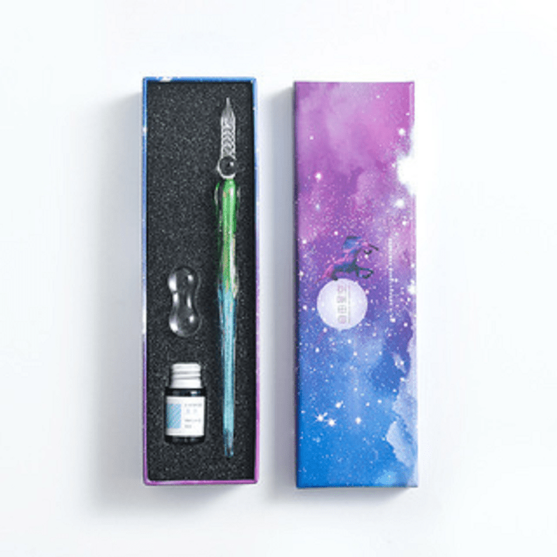 Glass Calligraphy Pen Set with Ink and Pen Rest