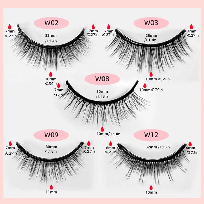 Glue-free Self-adhesive False Eyelashes(3 pairs)