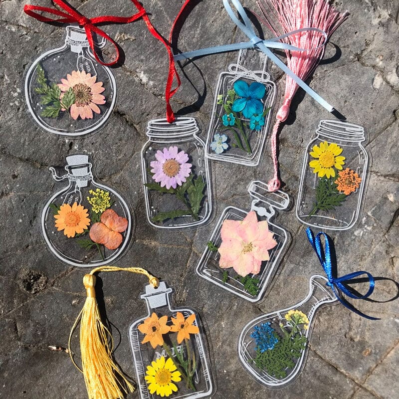 🌸Dried Flower Bookmarks Set（with 10m ribbon free）🦋